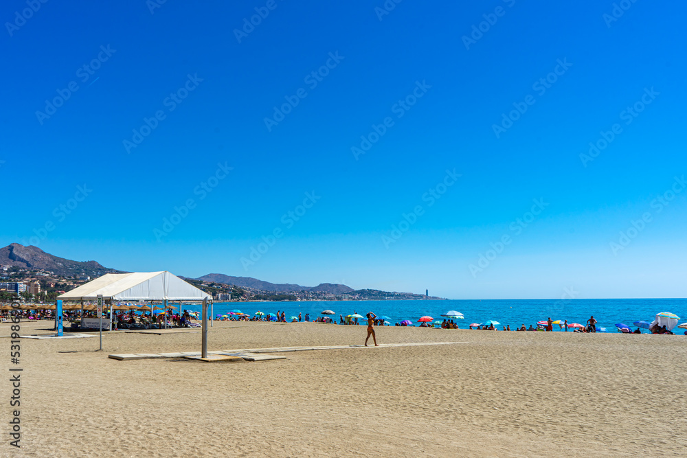 Malagueta beach in Malaga, Spain on September 4, 2022