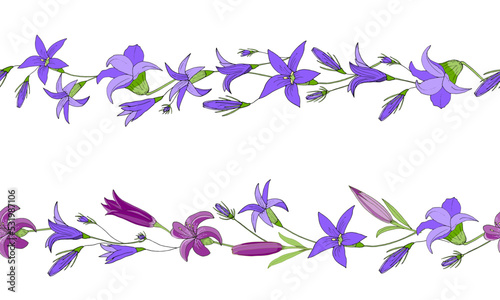 Fototapeta Naklejka Na Ścianę i Meble -  Two floral banners with lilies. Endless texture for holiday and wedding design.