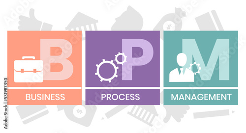 Flat design with people. BPM - Business Process Management. business concept background. Vector illustration for website banner, marketing materials, business presentation, online advertising