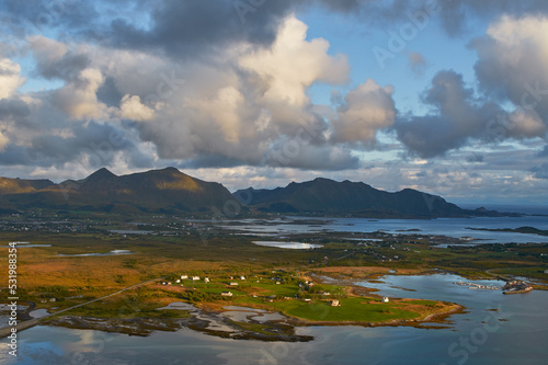 Scenic Landscape in Norway sunset Lofoten Islands 

