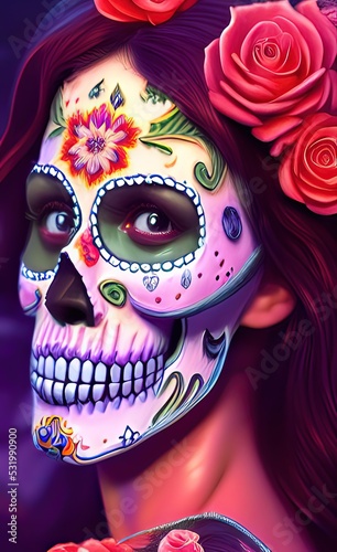 Sugar Shull ,Colorful Dia de los muertos mexican holiday Day of Dead photo