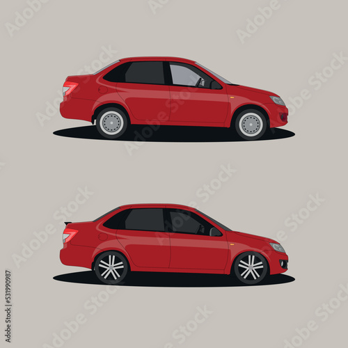 Stock or tuning car. Vector illustration for sticker, poster or badge
