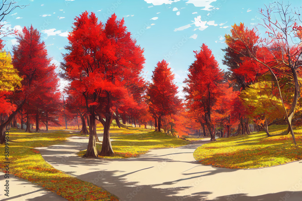 Autumn scen. High quality 2d illustration