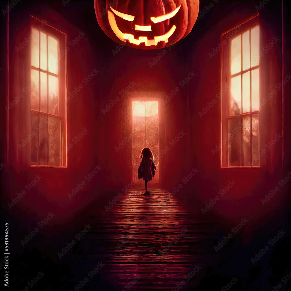 Spooky Halloween scene - obrazy, fototapety, plakaty 