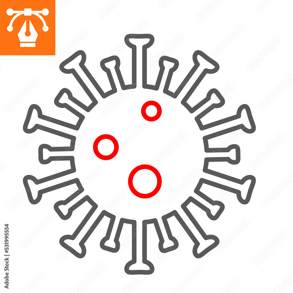 Virus line icon, outline style icon for web site or mobile app, covid and monkeypox, bacteria vector icon, simple vector illustration, vector graphics with editable strokes. Virus line icon, outline style icon for web site or mobile app, covid and monkeypox, bacteria vector icon, simple vector illustration, vector graphics with editable strokes.