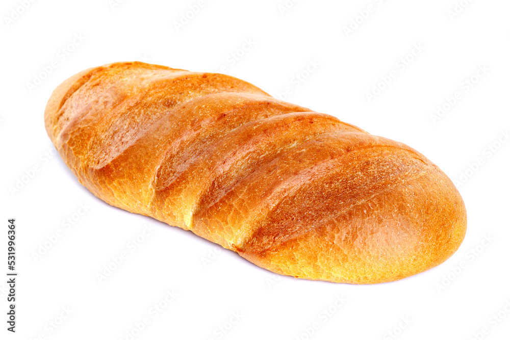 Freshly baked Bread isolated on white background.Healthy bread recipe.Insulated items, baking, side vew