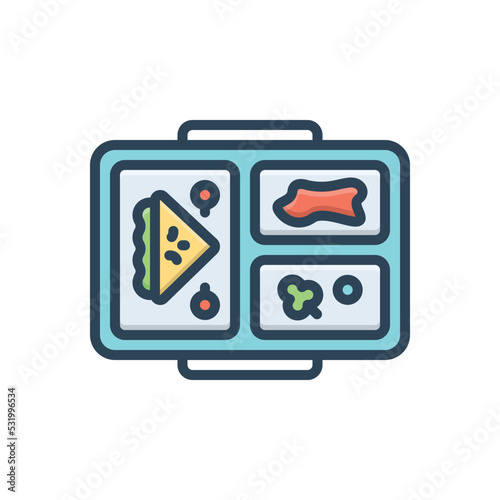 Color illustration icon for lunch