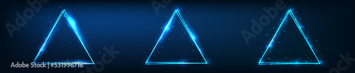 Neon double triangular frame with shining effects
