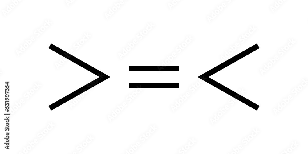 less than greater than and equal symbol in mathematics. inequality ...