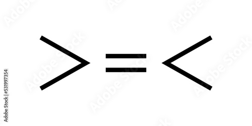 less than greater than and equal symbol in mathematics. inequality symbols