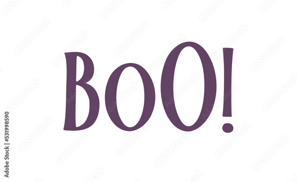 Boo! exclamation lettering. Halloween quote funny design. Boo! exclamation lettering. Halloween quote funny design.