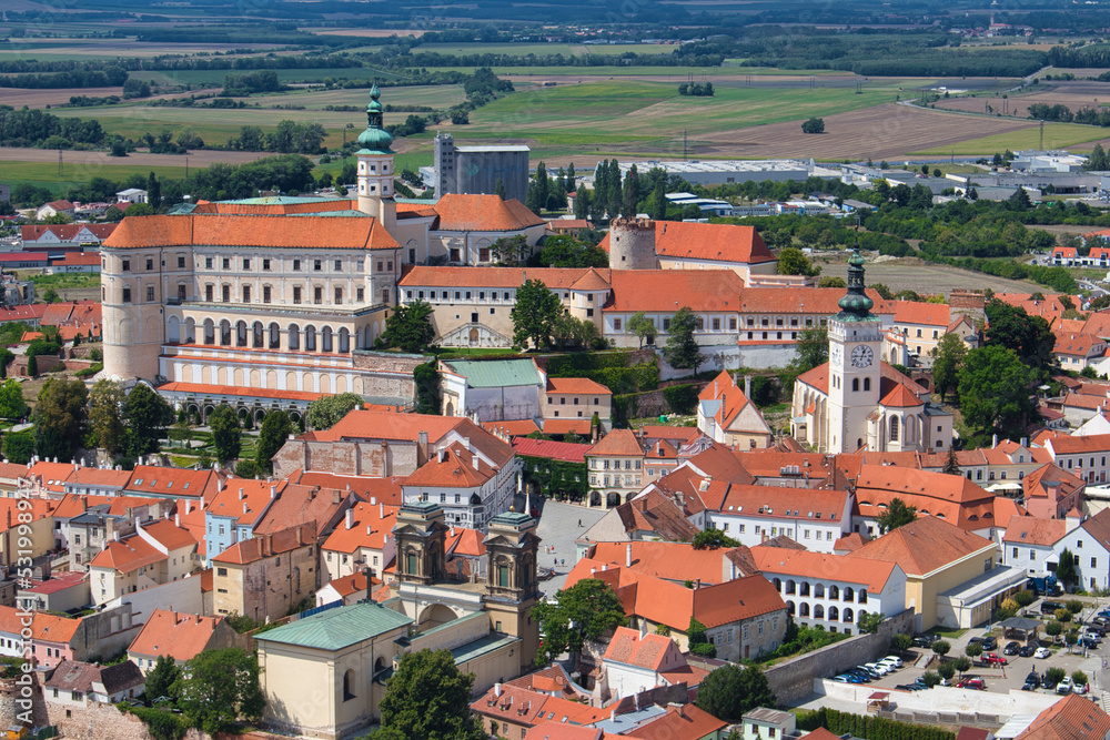 Mikulov Castle is in the town of Mikulov in South Moravia, summer say. Czech Republic.