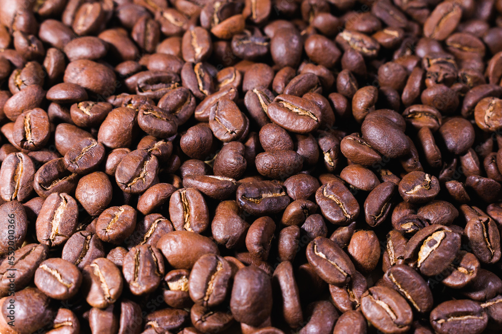 Obraz premium macro photography of various roasted coffee beans
