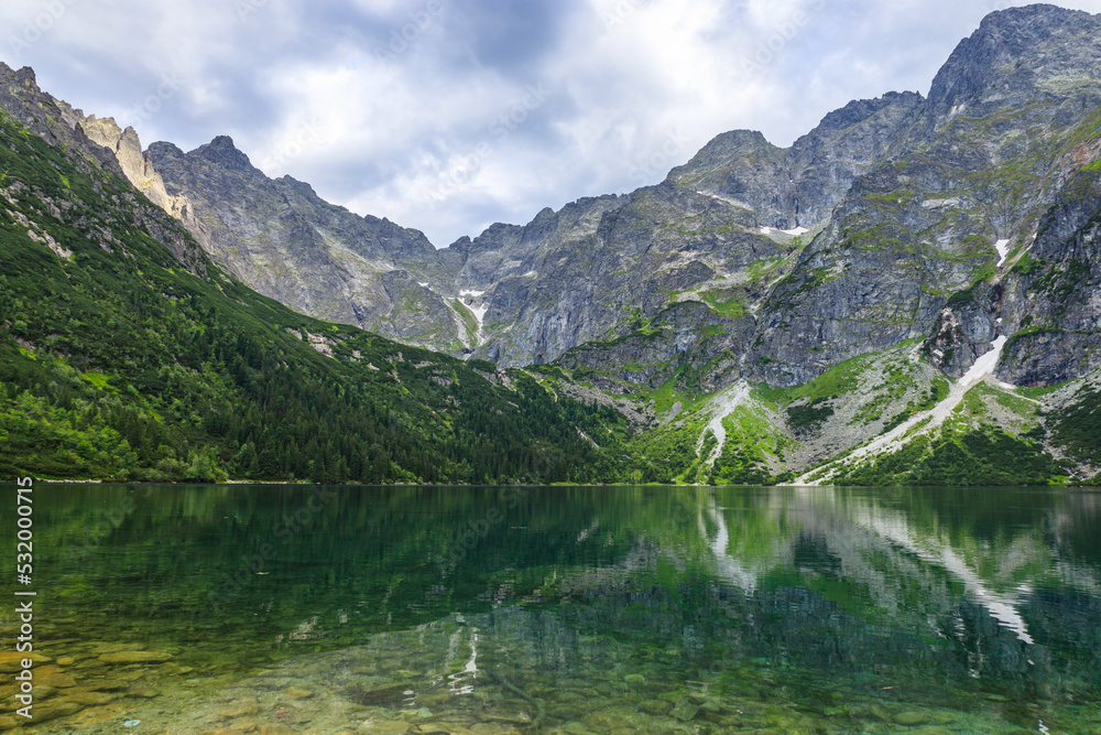 Mountain lake located in the High Tatras mountain range Mountain lake located in the High Tatras mountain range