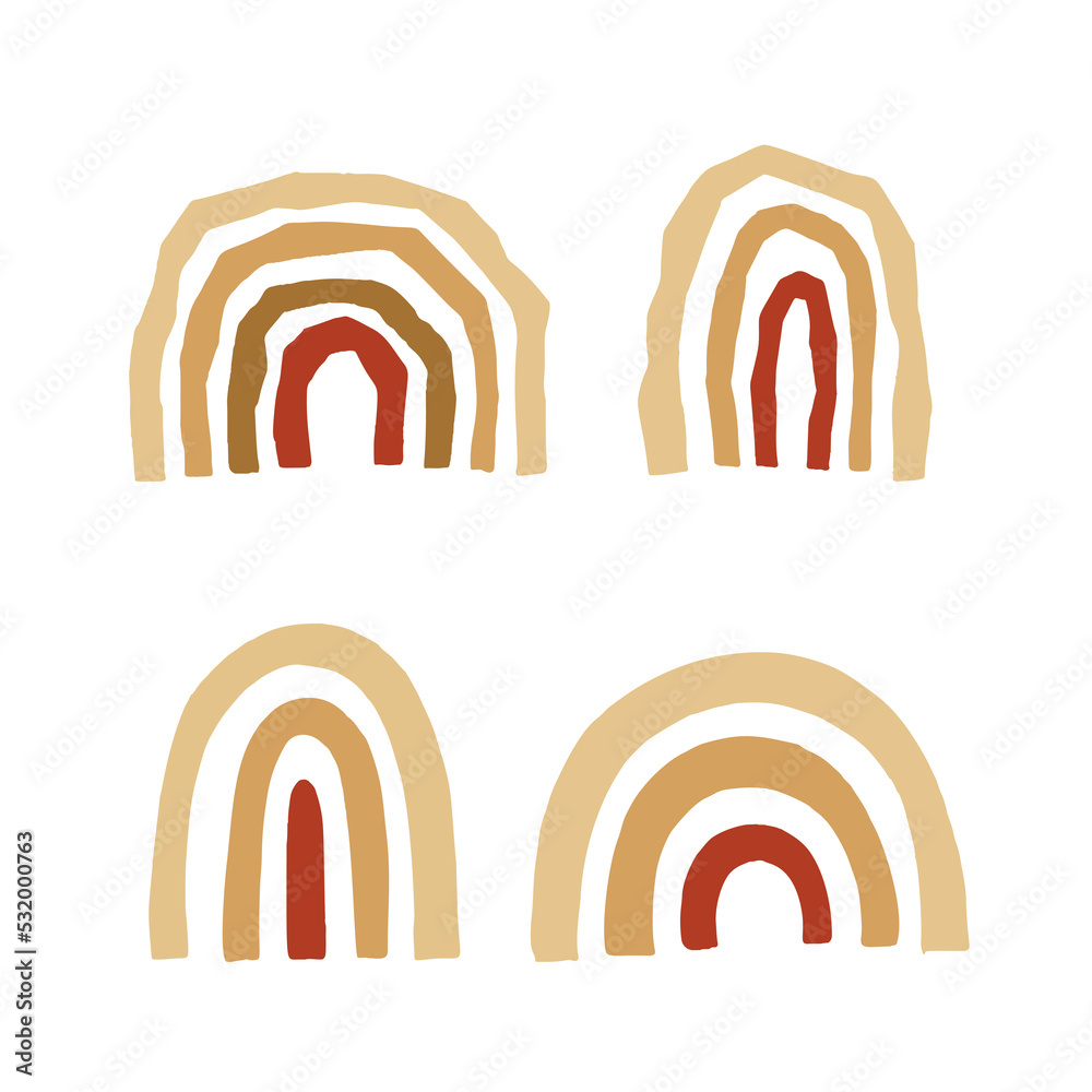 Hand drawn colored rainbow on white background. Hand drawn vector illustration for your design. Hand drawn colored rainbow on white background. Hand drawn vector illustration for your design.