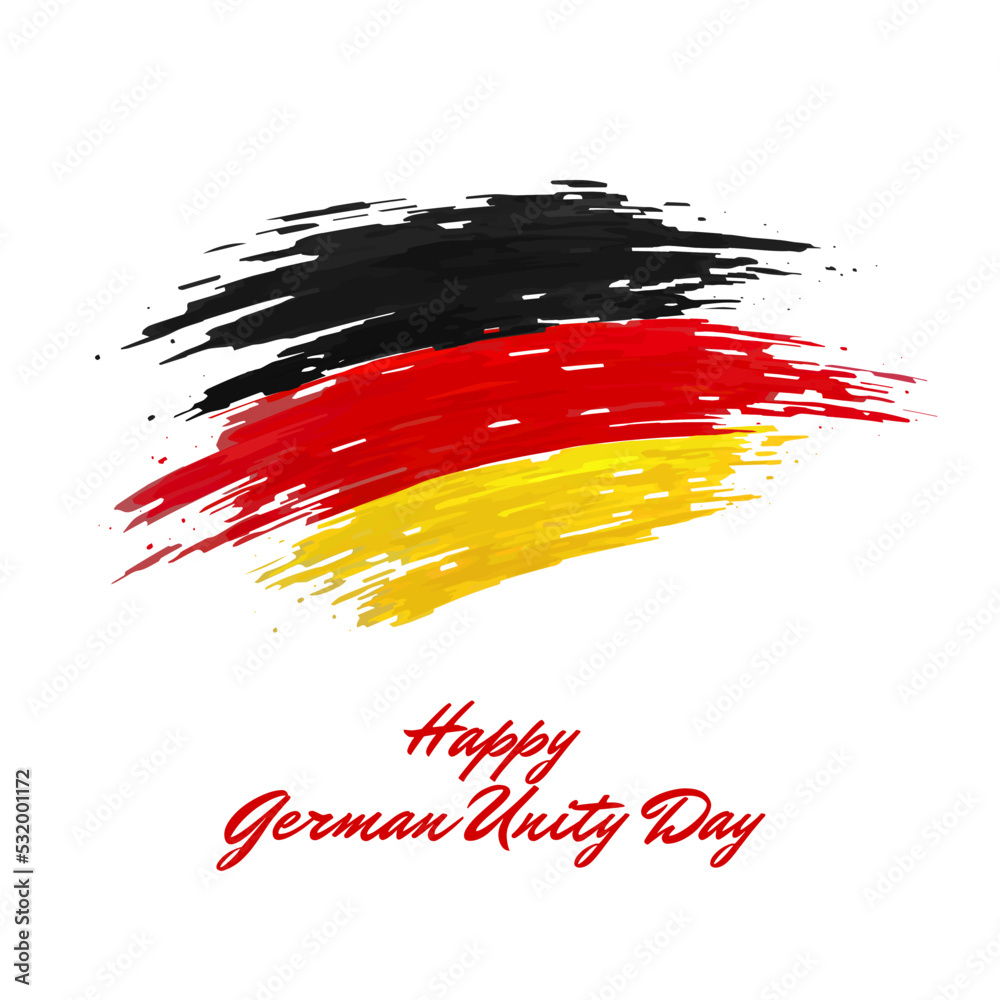 October 3, unity day germany, vector template, greeting card. German flag painted with brush strokes on light background. Germany national holiday of october 3rd. Happy German unity day October 3, unity day germany, vector template, greeting card. German flag painted with brush strokes on light background. Germany national holiday of october 3rd. Happy German unity day