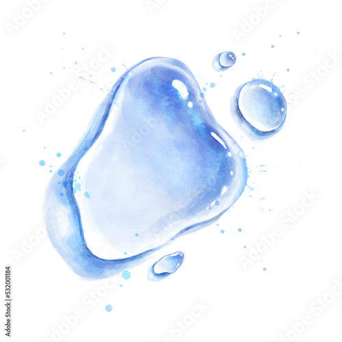 Watercolor illustration of pure water drops