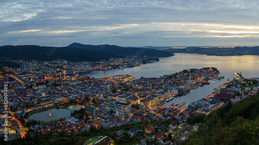 Bergen, Norway from mount Fløyen