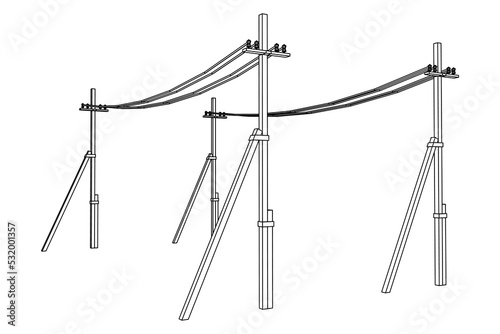 Electrical transmission tower pylon. Wireframe vector illustration