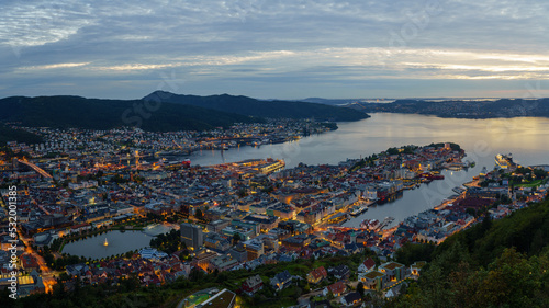 Bergen, Norway from mount Fløyen