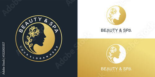 Beauty and spa icon logo design with modern emblem style Premium Vektor