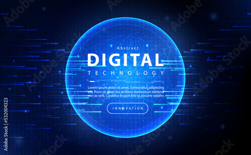 Digital Ai big data technology banner blue background, online cyber security technology, abstract privacy hi tech binary code, innovation future data, internet network connection, illustration vector