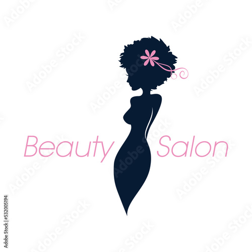 Silhouette profile of an African American lady cameo logo in vector format