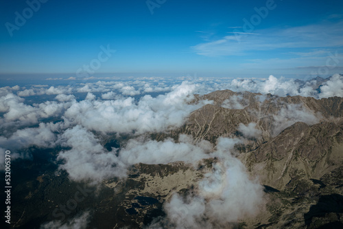 Fototapeta Naklejka Na Ścianę i Meble -  Landscape with mountains (Tatras) from a height