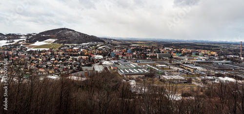 View from Bezrucova vyhlidka lookout tower above Koprivnice town in Czech republic photo