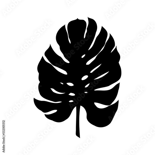 Exotic monstera. Continuous one-line drawing. Handmade summer tropical leaf on white background. Minimalist design. Maranta leaf.