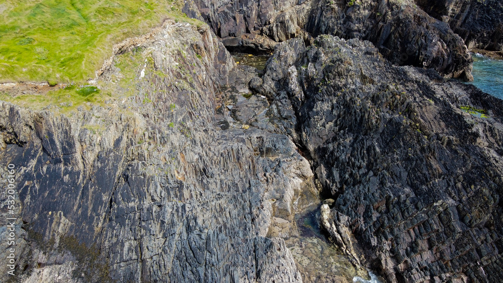 Irish rocks, top view. Nature of Northern Europe, landscape.