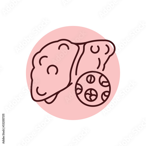 Cirrhosis fibrosis color line icon. Human diseases.