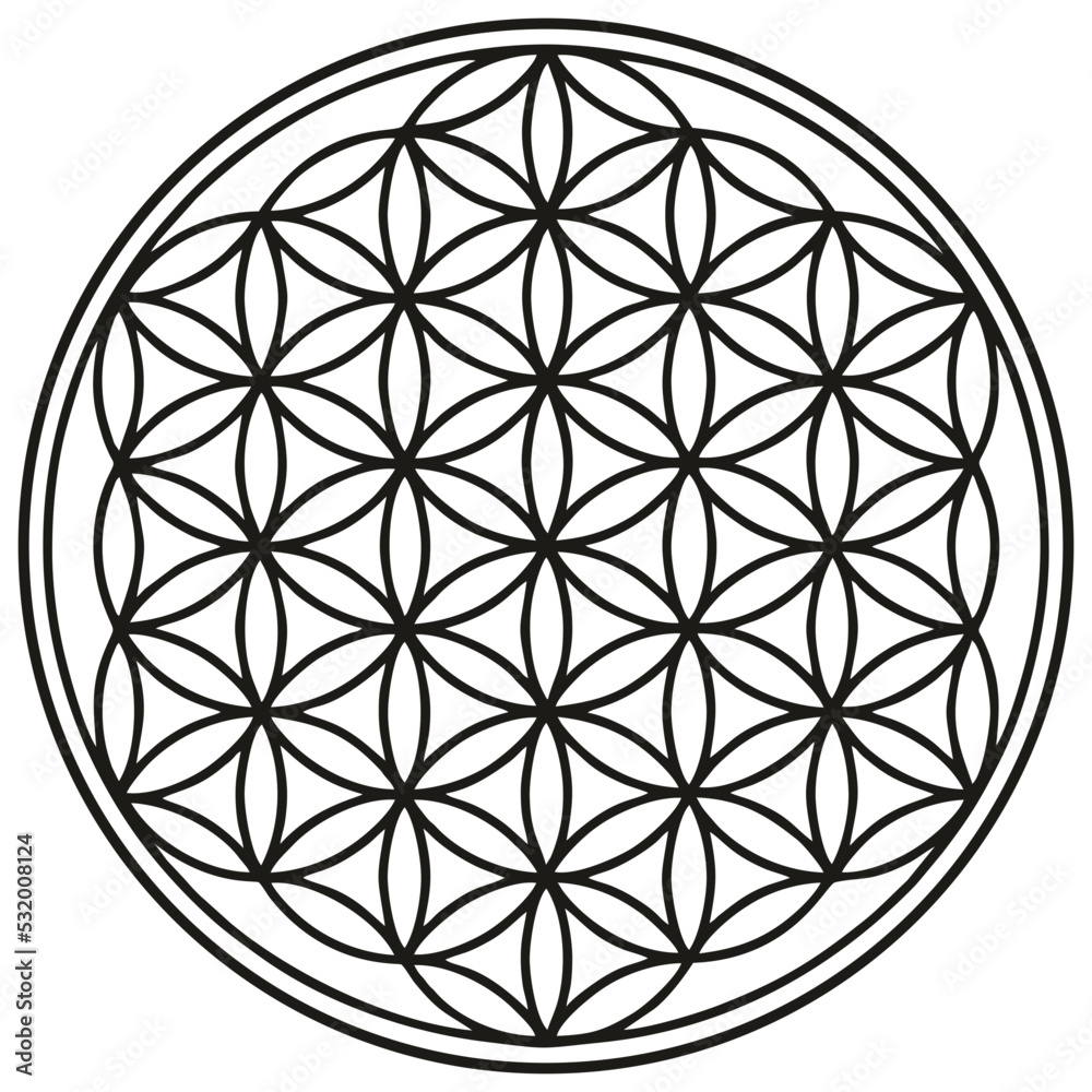 flower of life spiritual symbol black