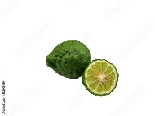 bergamot and sliced on isolated background with clipping path.
