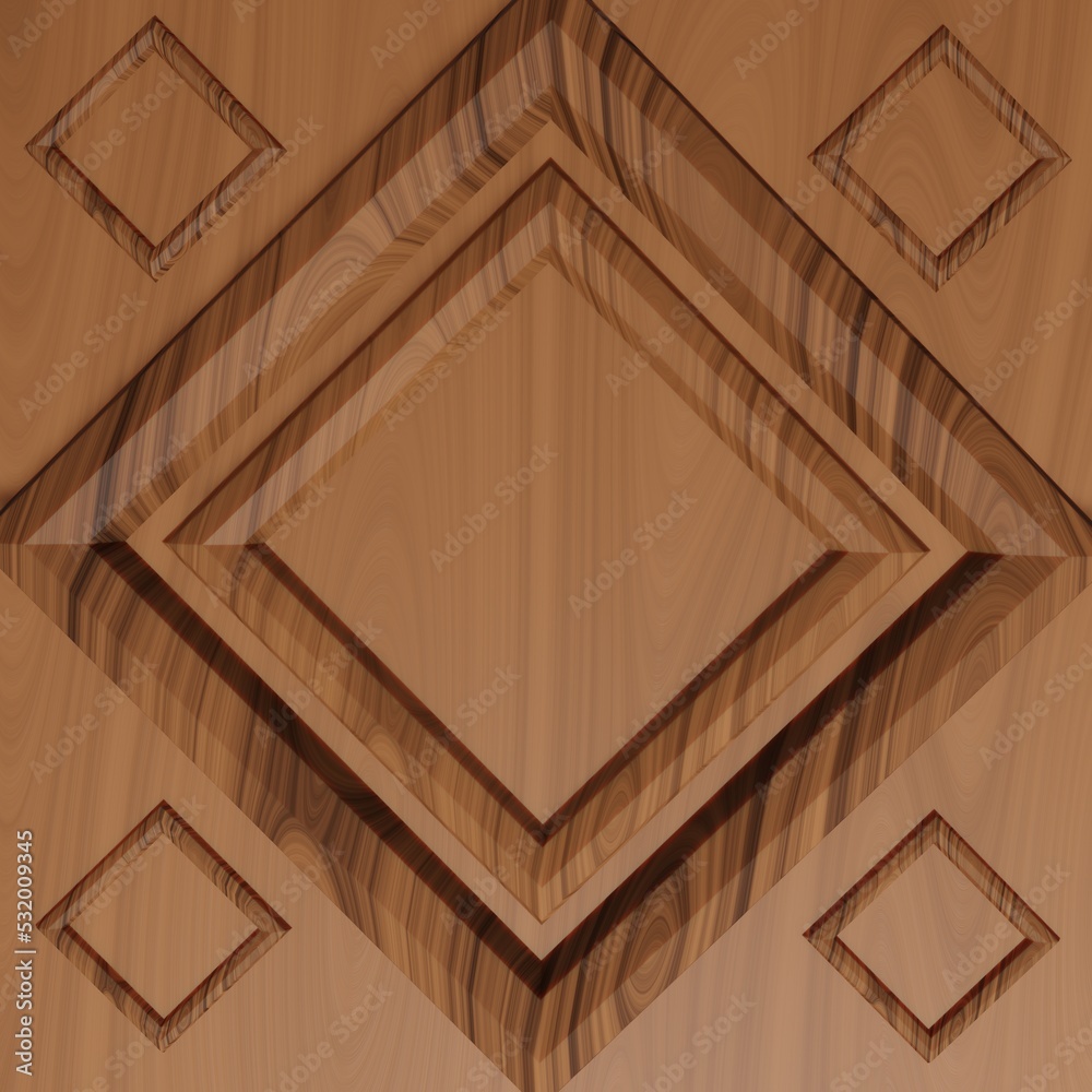 Obraz premium rhombus wooden frame background with empty space for text, 3d render