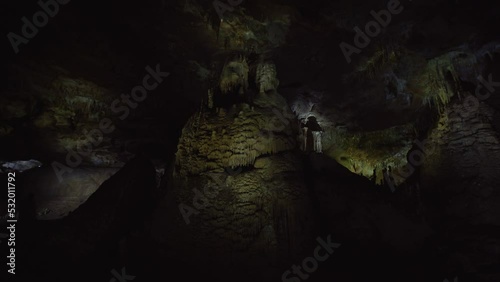 Stalactites and stalagnites in Prometheus Cave, Georgia. photo