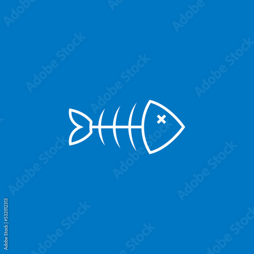 Fish bones skeleton art symbol cartoon vector. sea food restaurant isolated sign simple clean dead fish logo.