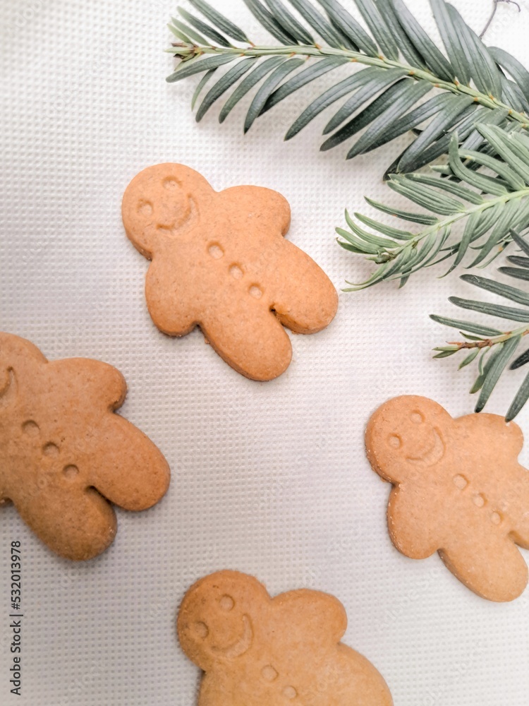 Close up of gingerbreads on the table,Christmas delicious cookies