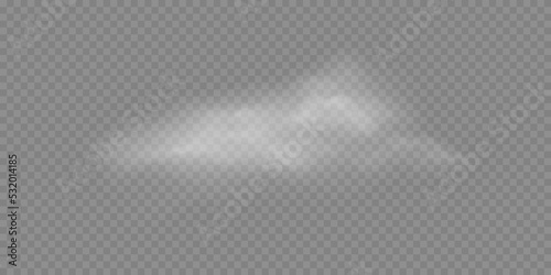 White smoke puff isolated on transparent black background.. Steam explosion special effect. Effective texture of steam, fog, cloud, smoke. Stock royalty free vector illustration. PNG 