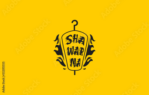 Vintage line shawarma kebab doner logo. Suitable for restaurants and business. Doner kebab logo template. Vector illustration.