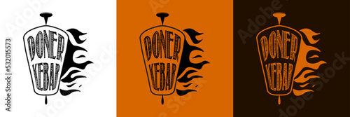 Vintage line shawarma kebab doner logo. Suitable for restaurants and business. Doner kebab logo template. Vector illustration.
