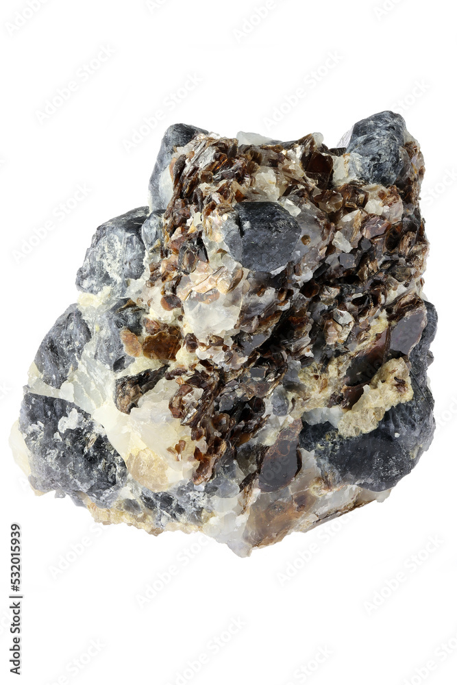 sapphirine on matrix from Betroka, Madagascar isolated on white background sapphirine on matrix from Betroka, Madagascar isolated on white background