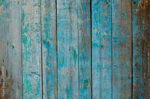 Blue old wood planks texture. Grunge background