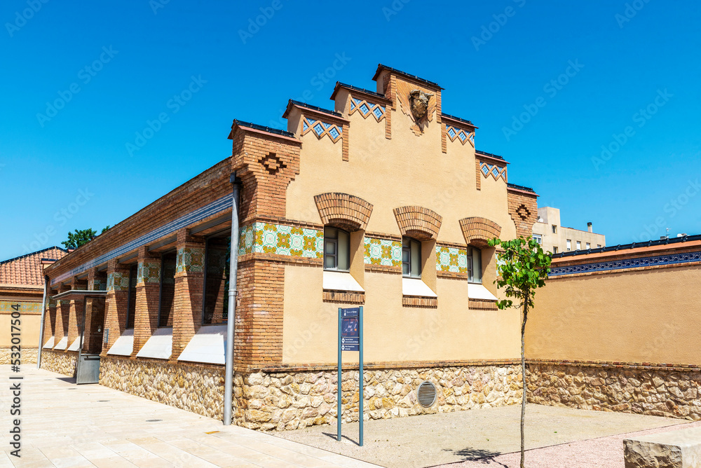 Obraz premium Slaughterhouse of Tortosa, catalan modernism building in Tortosa, Catalonia, Spain