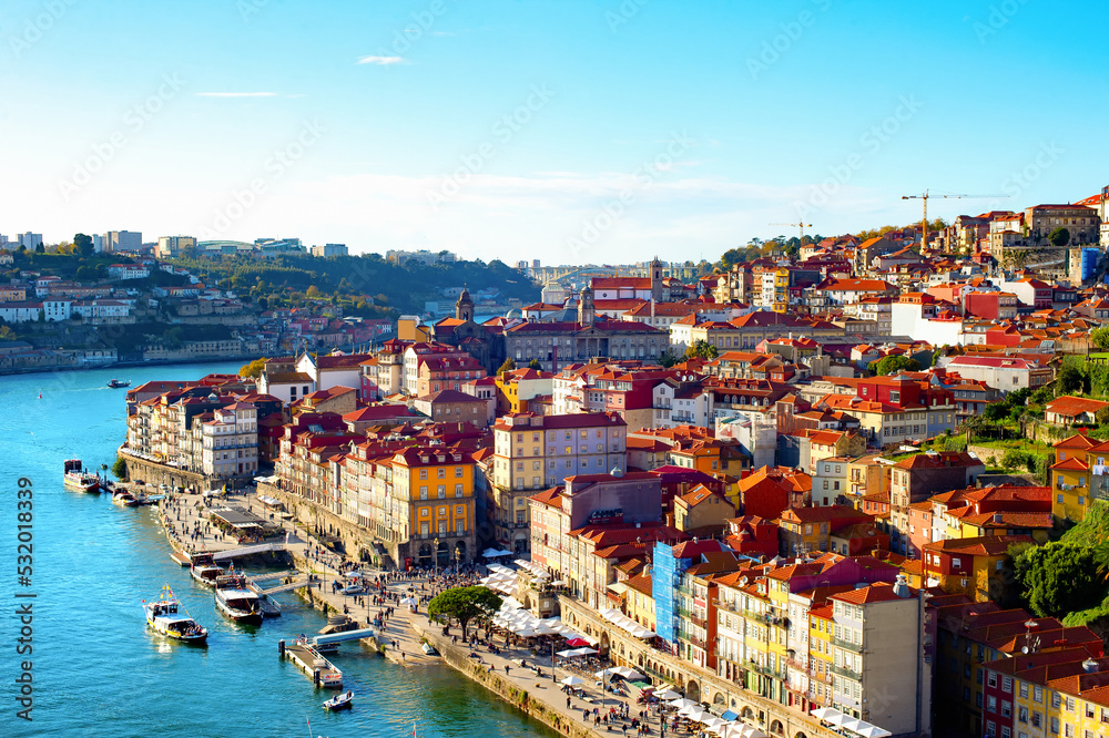 Aerial cityscape Ribeira Porto Portugal