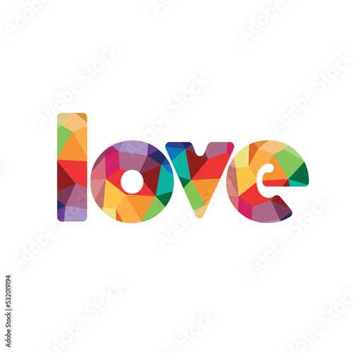 colorful love lettering. gay rights. proud month. isolated on white background. vector. 