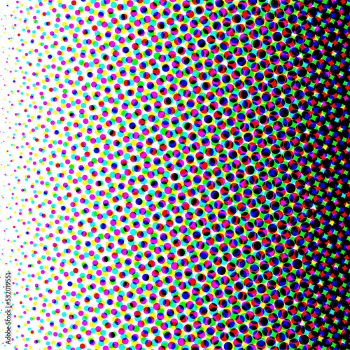 Colorful circles, gradient halftone background. Vector illustration.