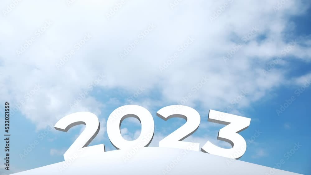 Looped 2023 new year greetings sky background. Looped 2023 new year greetings sky background.