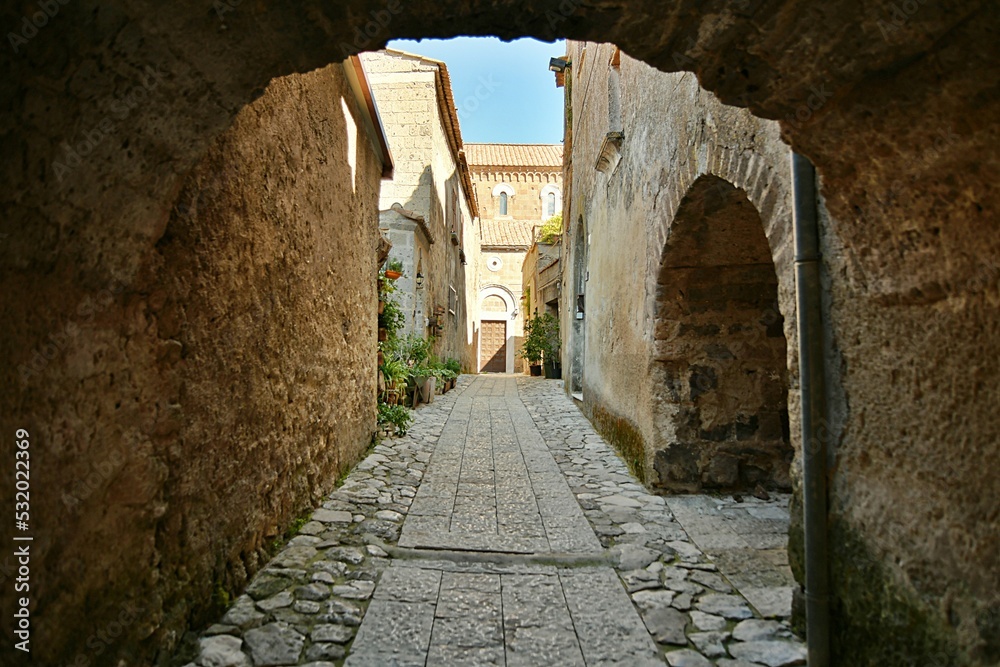 A narrow street in Caserta, an old town in Campania, Italy.