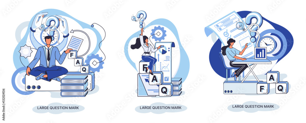 Fototapeta premium Ladge question mark metaphor. Problem and solution concept, question mark. Ask questions and receive answers. Online support center. Solving complex issues, why sign forum. FAQ frequently asked help